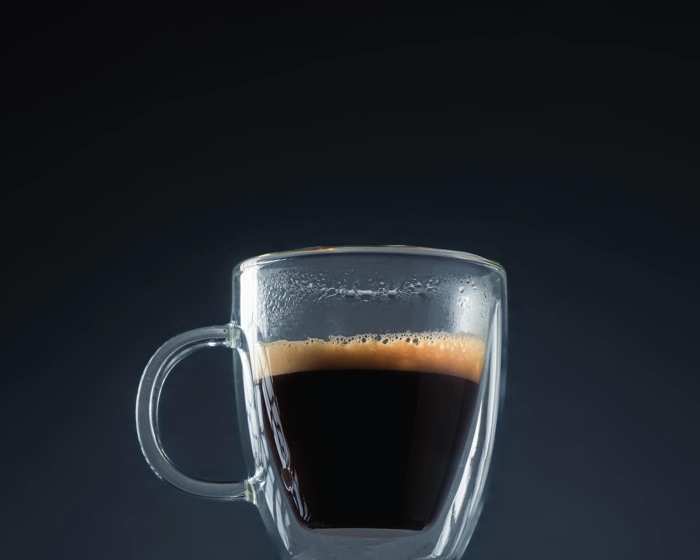 A glass of freshly pulled espresso